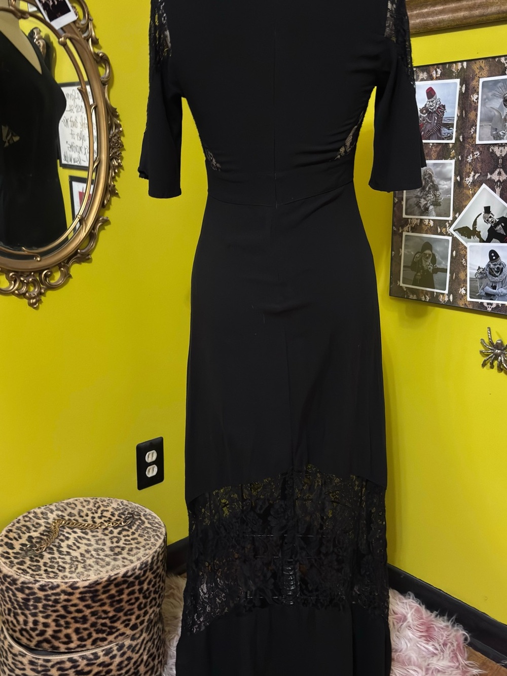 Express Black Lace Maxi Bell Sleeve Dress X Small